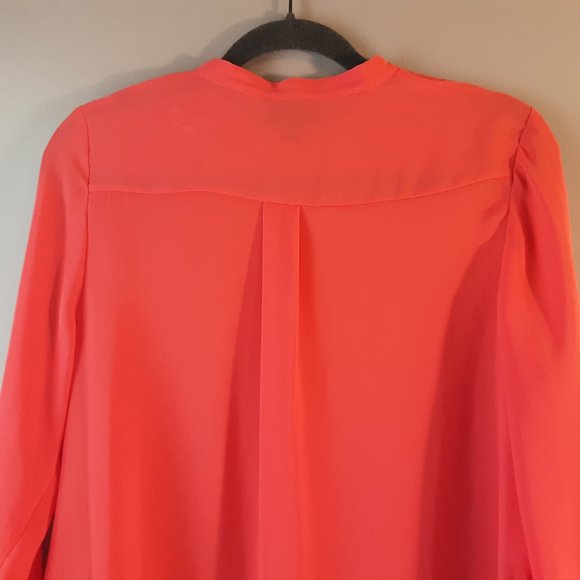 🌞 Worthington Coral Sheer Blouse | Silver Buttons, L - Picture 9 of 12